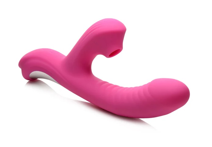 Come Hither back and forth massaging shaft with suction stim... Power Bunnies - Come Hither 43X Rabbit Vibrator - Pink photo-4