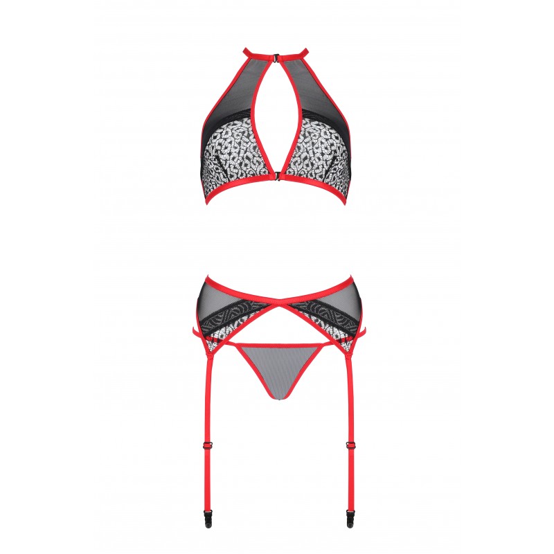 Beautiful lingerie with a sensual accent? No one will pass b... Passion - Satara Set - Red - S/M photo-3