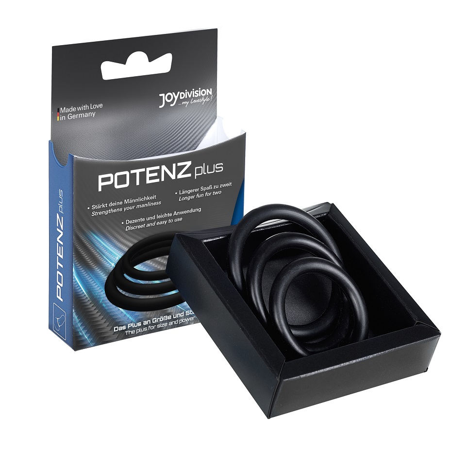 Get your manliness in shape! Simply slide over your penis an... Joy Division - POTENZplus Ring Set - Black photo-2