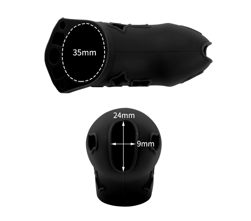 Cage high: 70mm &nb... FAAK - Silicone Chastity Cage 123 - Black photo-5