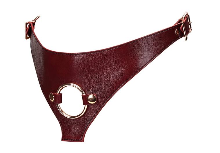 Take the lead in luxurious leather with Wine Red Strap On Ha... Liebe Seele - Deluxe Leather Strap-On Harness - Wine Red photo-3