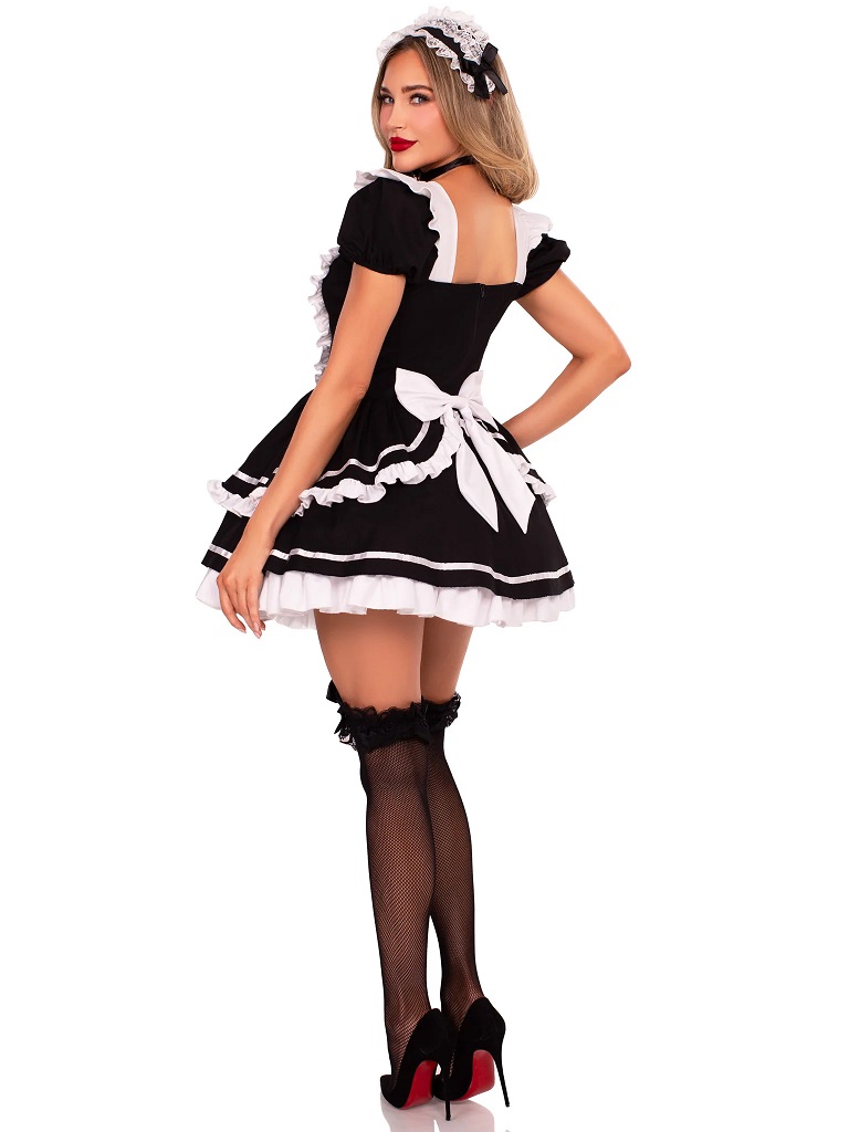 Serve looks - and a little sass - in the 4 PC Maid to Flirt ... Leg Avenue - Maid to Flirt Costume - Black - M photo-6
