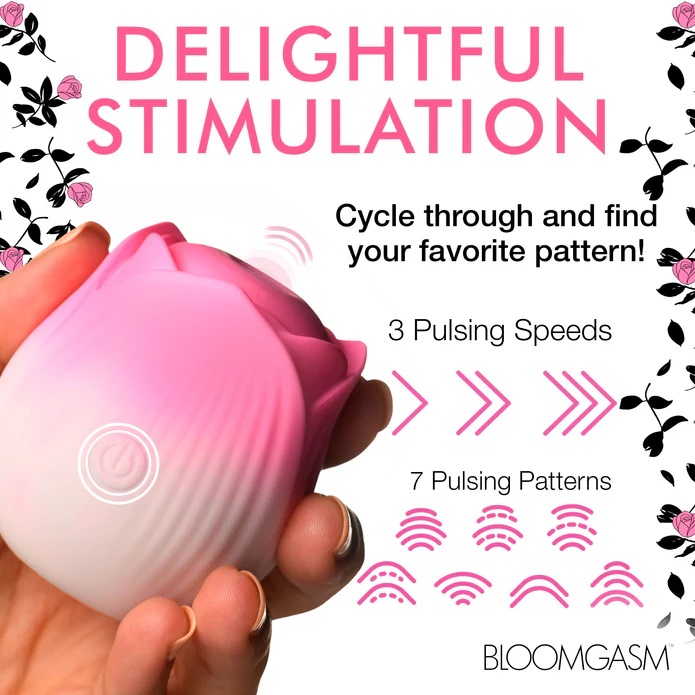 Tap your sensitive pearl with just the right amount of stimu... Bloomgasm - Pulsing Petals Rose Stimulator - Pink photo-4