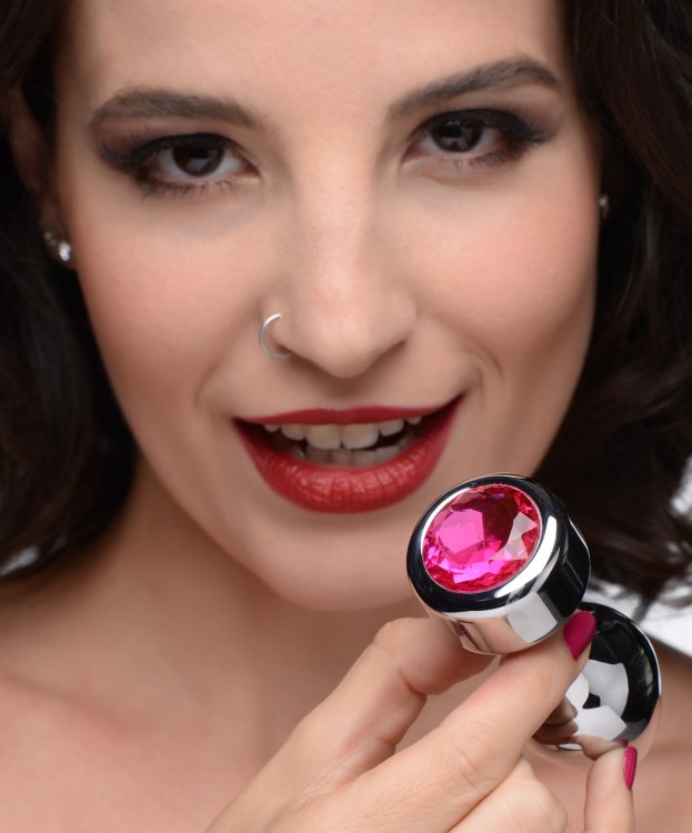 Adorn your derriere with this dazzling pink gem! The weighte... Booty Sparks - Gem Weighted Anal Plug M-size - Pink photo-2