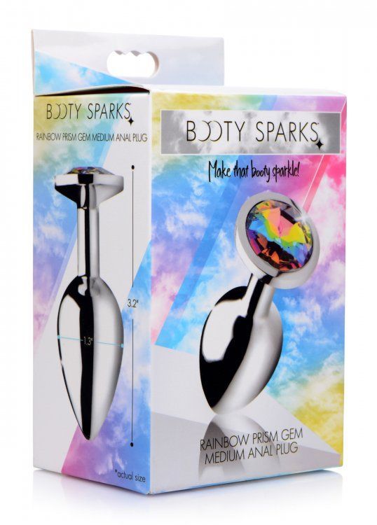 Adorn your derriere with this Rainbow Prism Gem butt plug! T... Booty Sparks - Rainbow Prism Gem Anal Plug M-size - Pink photo-4