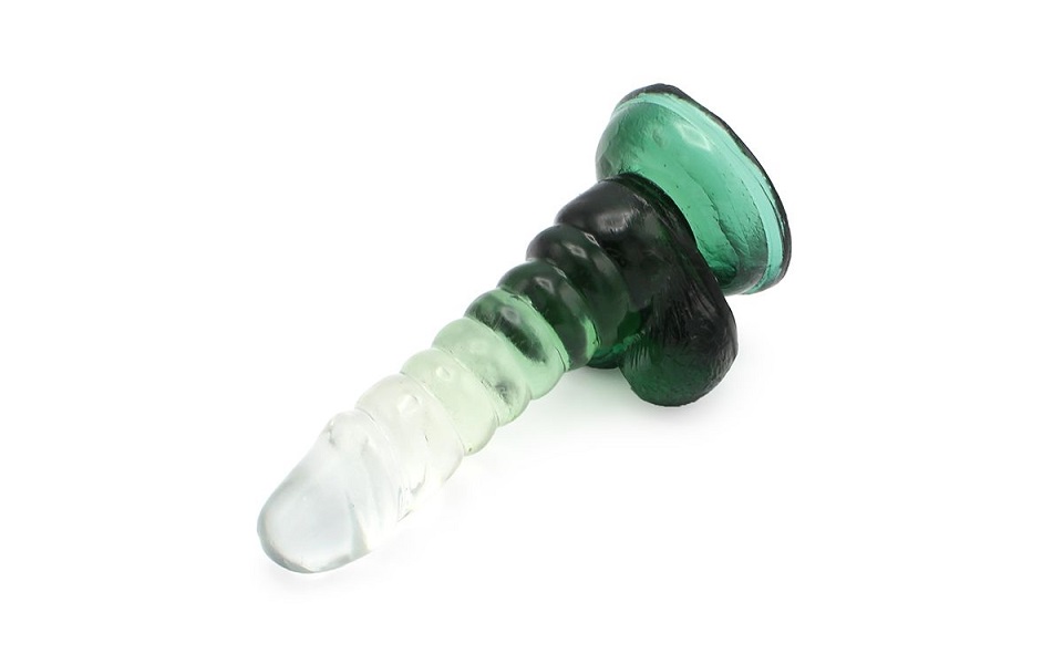 This special transparent dildo has an amazing color mix and ... Kiotos - Spiral Dildo 01 - Green photo-7