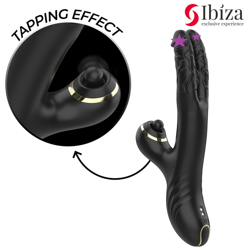The TWO DRAGONS vibrator from IBIZA is a dual stimulation de... Ibiza - Two Dragons Tapping Vibrator - Black photo-2