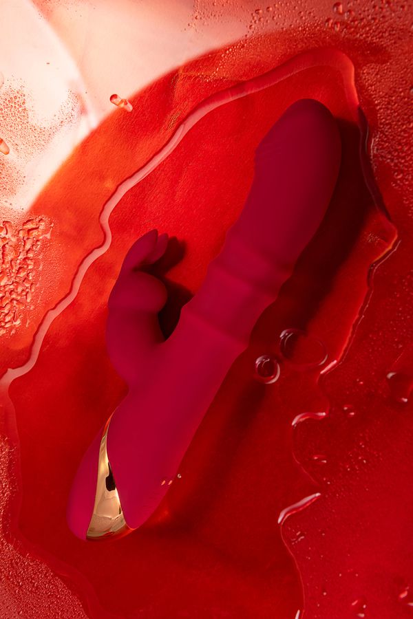 A classic-shaped vibrator JOS TENTY for double stimulation o... JOS - Tenty Rabbit Vibrator - Burgundy photo-10