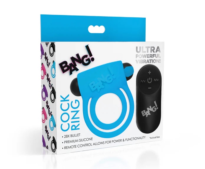 Enhance your cock with this velvety silicone ring and vibrat... Bang! - 28X Vibro Cock Ring - Blue photo-6