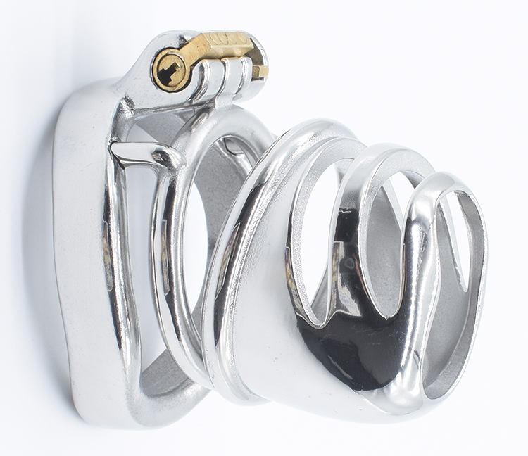 Total high: 57mm &n... FAAK - Chastity Cage 13 w Curved Ring 45mm - Silver photo-2