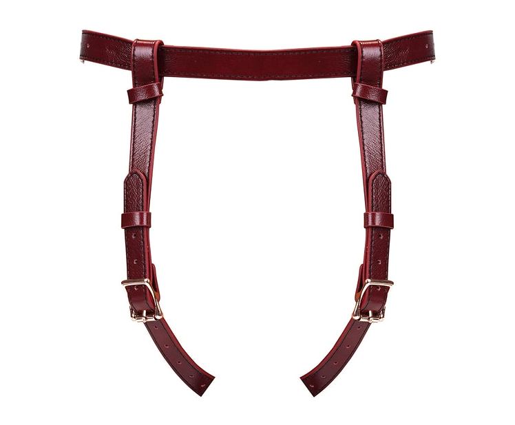 Take the lead in luxurious leather with Wine Red Strap On Ha... Liebe Seele - Deluxe Leather Strap-On Harness - Wine Red photo-2