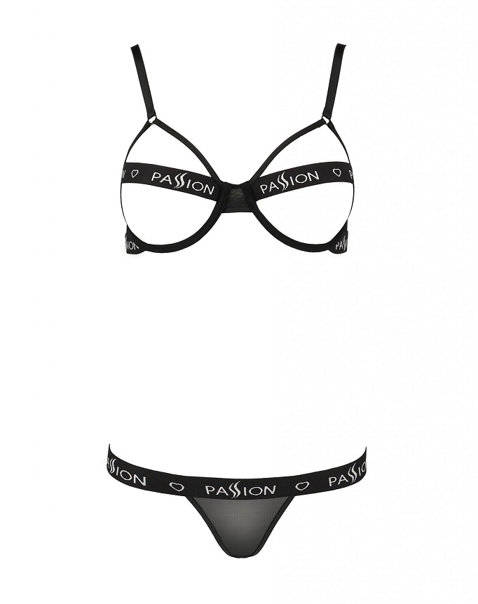 Kyouka is a bold set with an open bra, which will be perfect... Passion - Kyouka Set - Black - L/XL photo-3