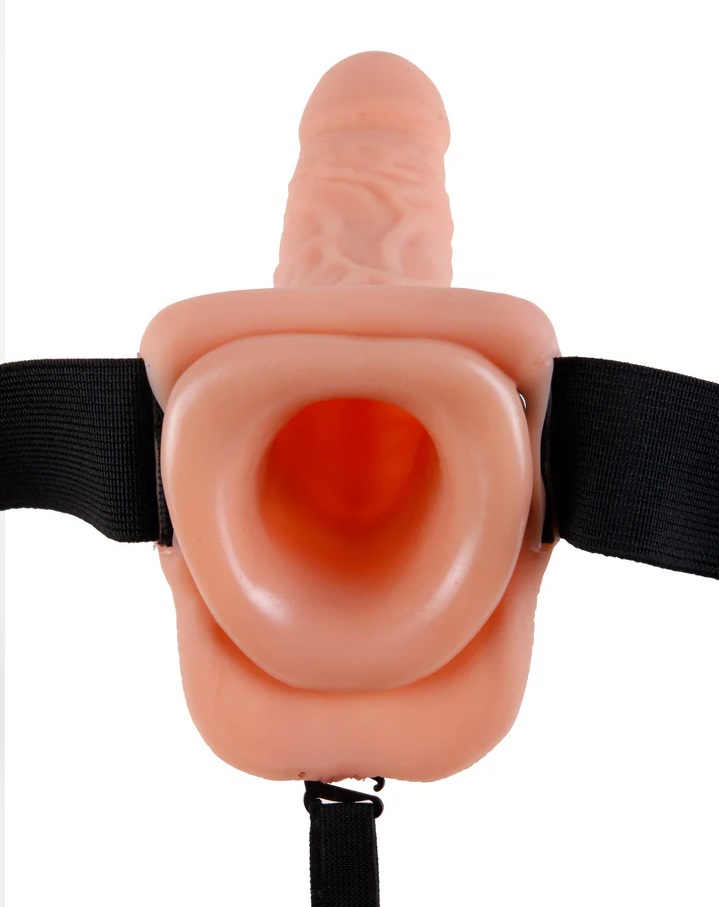 Haven't you always wanted to feel more confident about y... Fetish Fantasy - 7" Vibro Hollow Strap-On w Balls - Flesh photo-5