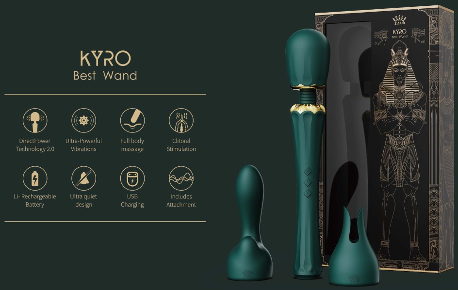 ZALO 最畅销的 Legend 系列新增了一款——KYRO,它的设计灵感来自威严的埃及法老王的权杖。 KYRO 采用 ... Zalo - Kyro 多功能震动按摩棒 - 蓝绿色 照片-16