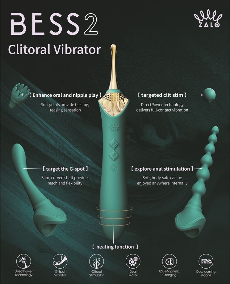 Bess offers the most targeted stimulation thanks to its inno... Zalo - Bess 2 Heating Dual Vibrator - Velvet Purple photo-8