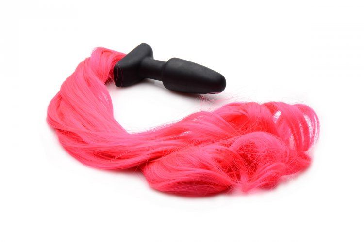 Enjoy hot equine action in a fun, flirty color with this smo... Tailz - Pony Tail Anal Plug - Hot Pink photo-2