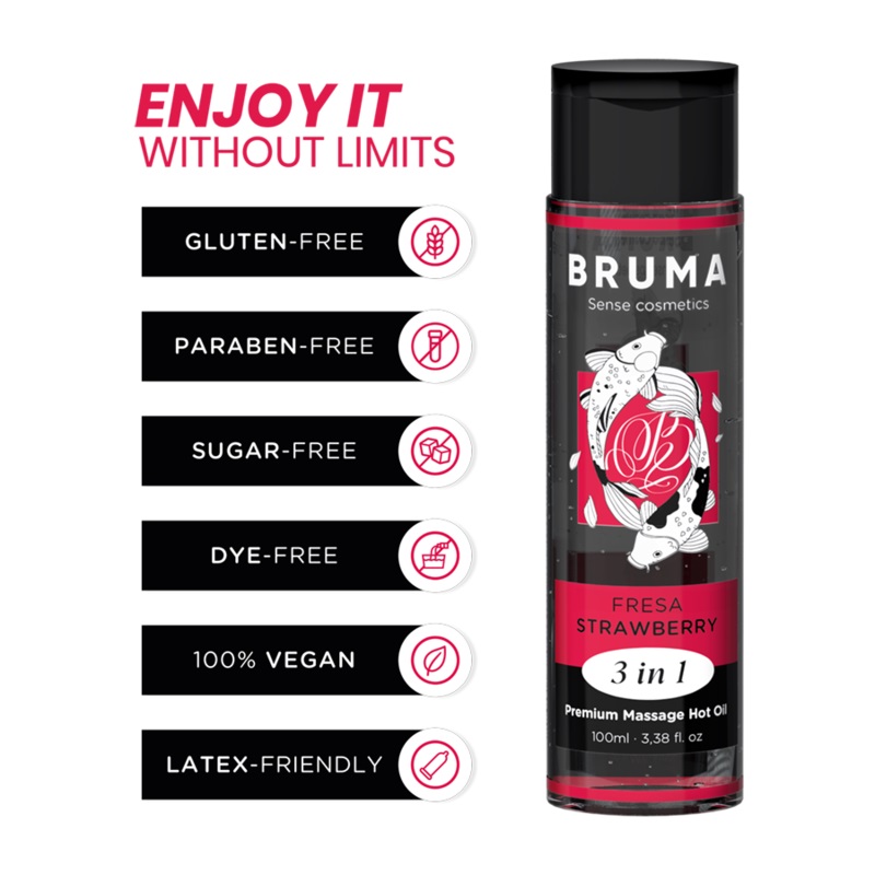 The Premium Heat Effect Massage Oil watermelon flavor from t... Bruma - Strawberry 3in1 Hot Massage Oil - 100ml photo-3