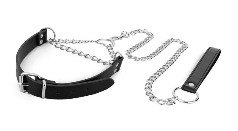 Bedroom Fantasies - Heart Collar w Leash - Black photo-2