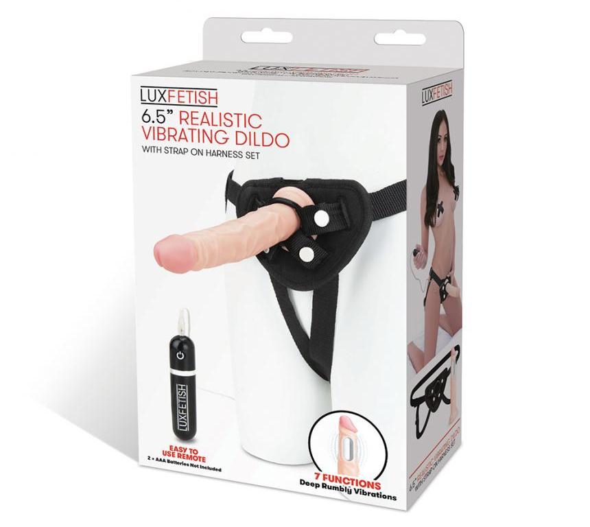 Let your imagination run wild with a satisfyingly realistic ... Lux Fetish - 6.5'' Realistic Vibrating Dildo & Strap-On Set photo-8