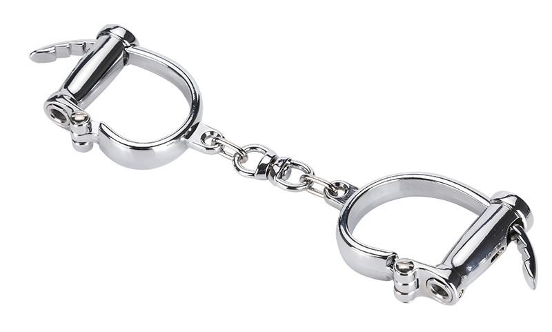 Restraint vintage styleed locked wrist cuffs MT - Old Style Darby Handcuffs - Silver photo-9