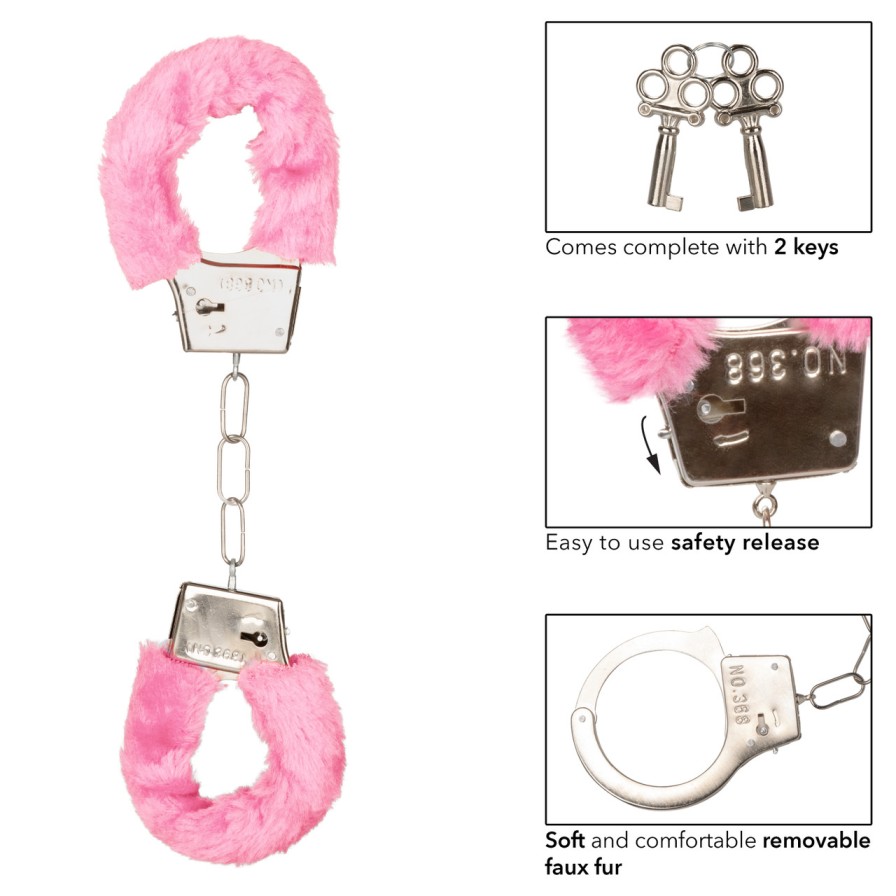 Let your lover take the lead and indulge in sensationally en... CEN - Playful Furry Cuffs - Pink photo-6
