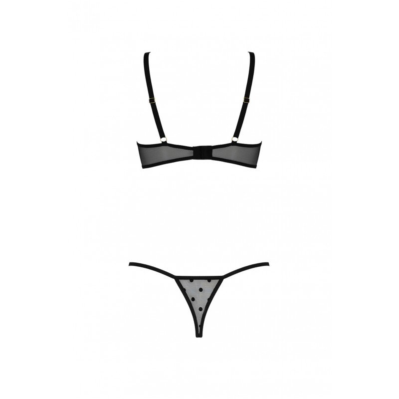 The Marina set consists of two parts - a thong and a bra. Th... Passion - Marina Open Bra Set - Black - S/M photo-6