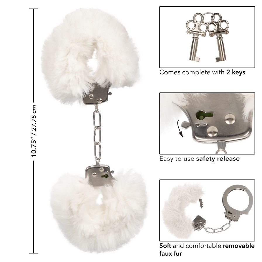 Let your lover take the lead and indulge in sensationally en... CEN - Ultra Fluffy Furry Cuffs - White photo-5