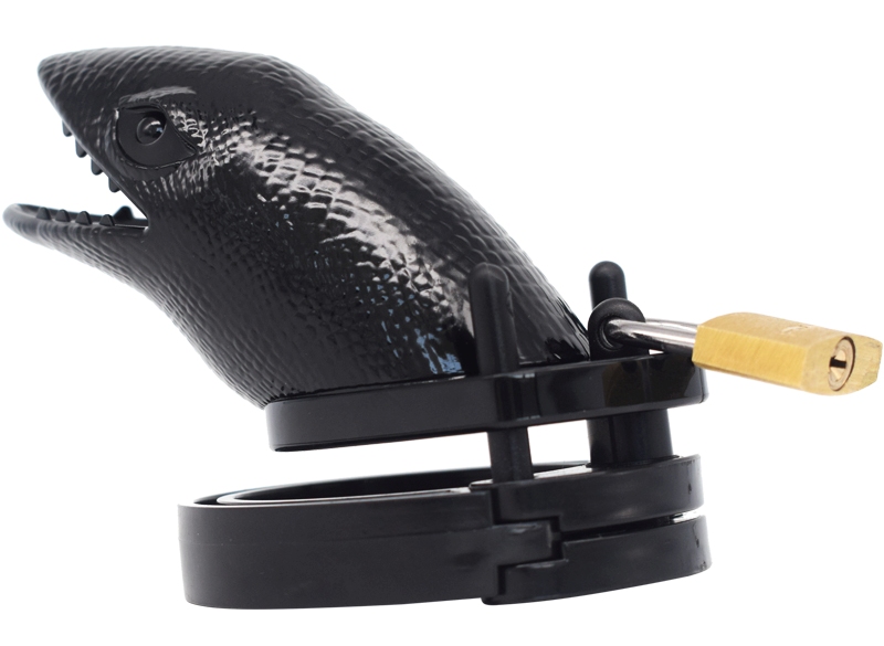 Short Crocodile head chastity cage
Total high: 110mm
Cage h... FAAK - Short Crocodile Chastity Cage - Black photo-6