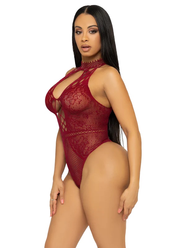 Make your night unforgettable in this hot lingerie bodysuit ... Leg Avenue - Bring The Heat Bodysuit - Burgundy photo-3