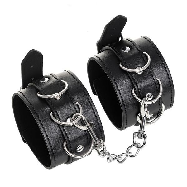 Cuffs are made of genuine leather with a velour lining. Nick... Anonymo - Ankle Cuffs - Black photo-5