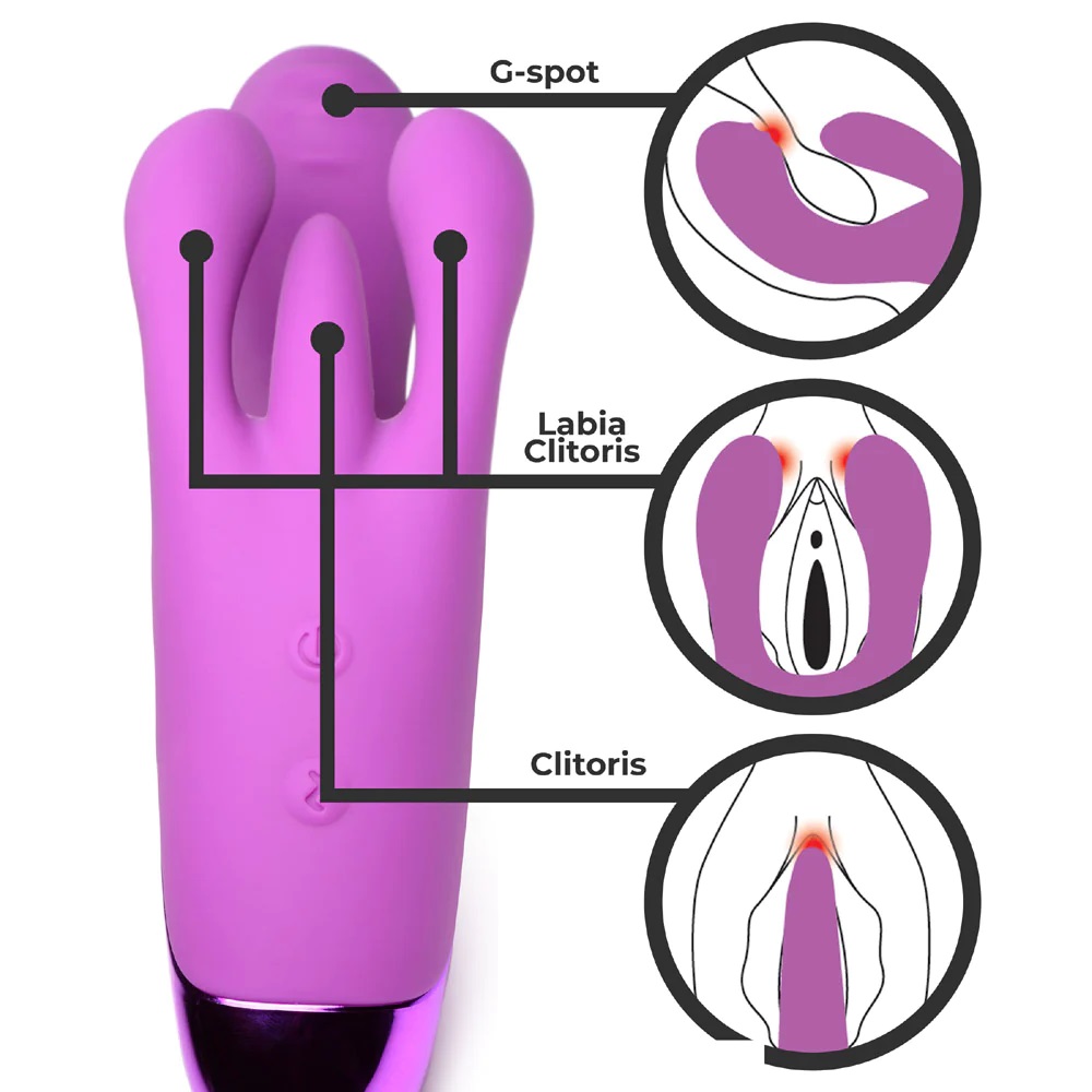 Indulge in pleasure you’ve never known before with this Trip... Bang! - Triple Rabbit Vibrator - Purple photo-6
