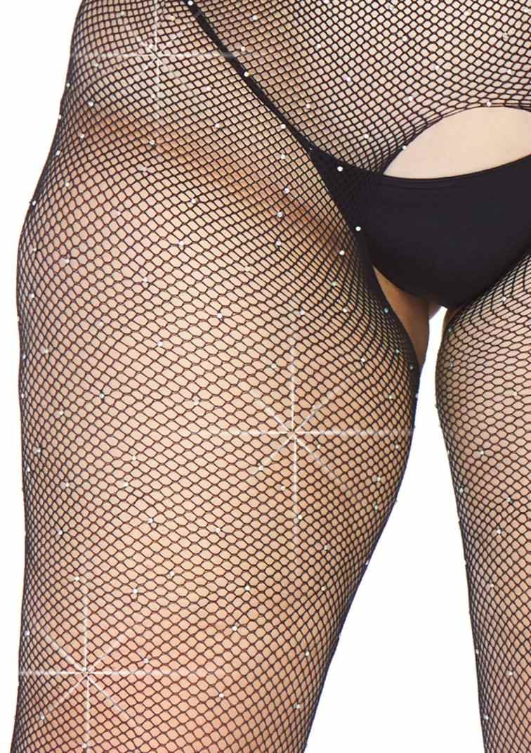 Crystalized fishnet tank bodystocking. Leg Avenue - Crystalized Net Bodystocking - Black - 1X-2X photo-5