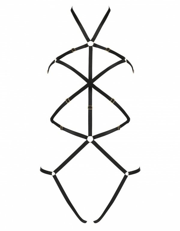 Body in an unusual edition, made of sensual stripes that wra... Passion - Ivena Harness - Black - S/M photo-5
