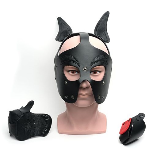A puppy play hood designed for the fetish world, meticulousl... 665 - Playful Puppy Face Mask - Black photo-2
