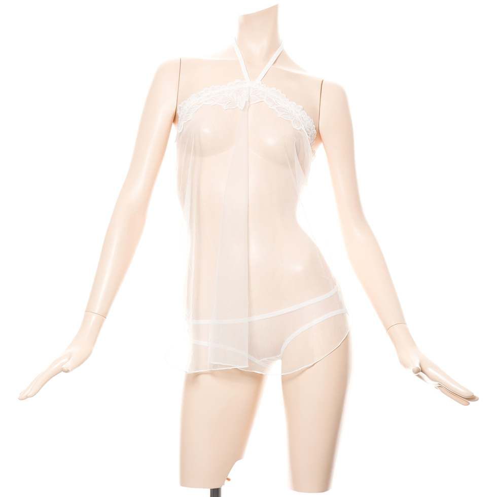 Very thin see-through fabric, the body is transparent throug... Costume Garden - GB-310 Secret Bale Doll Negligee - White photo-4