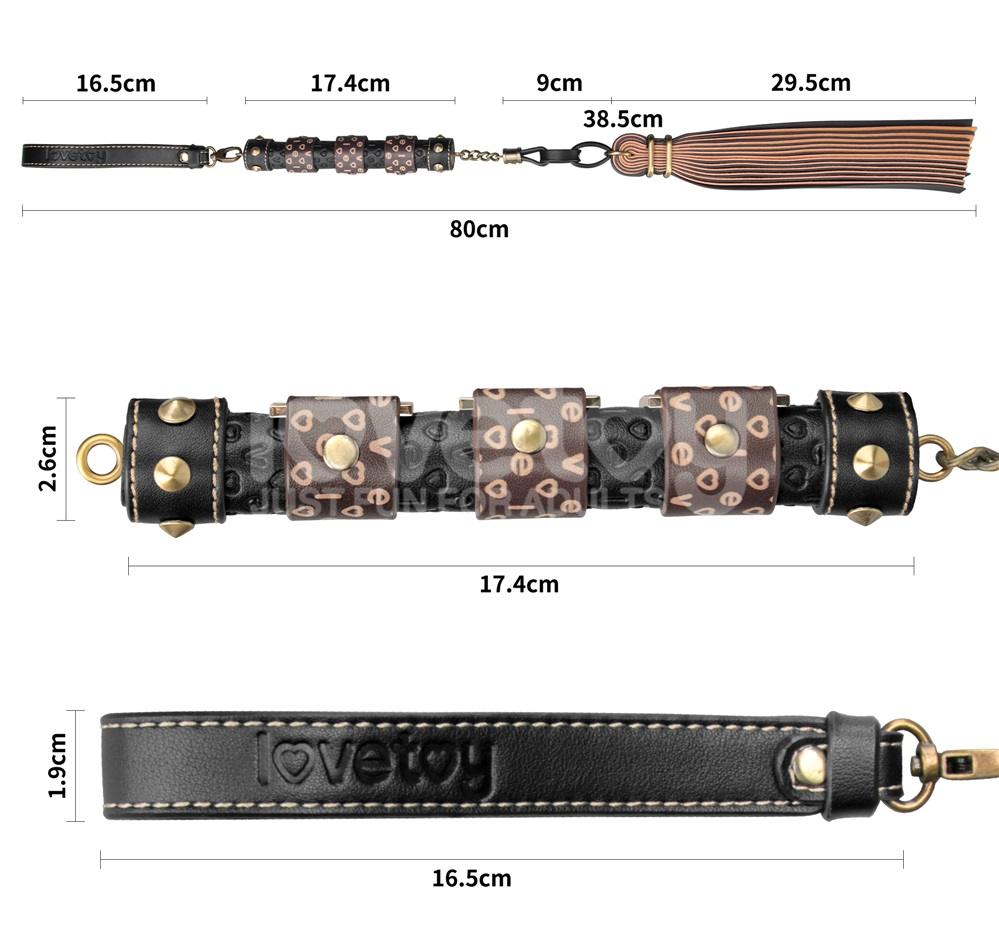 Immerse yourself in a blend of luxury and rustic charm with ... Lovetoy - Rebellion Reign Flogger - Black/Beige photo-11