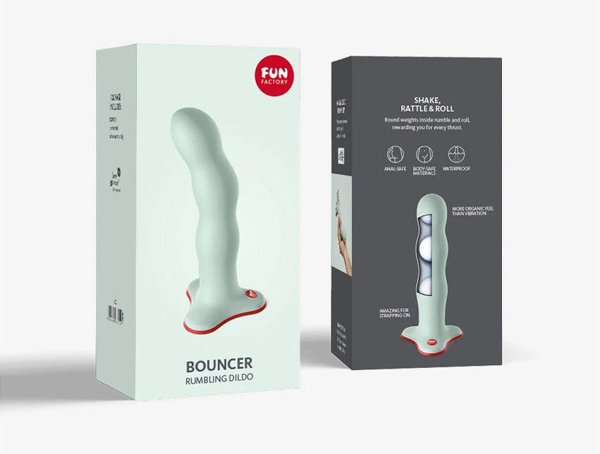 The gentle movements of the rotating balls inside BOUNCER cr... Fun Factory - Bouncer Rumbling Dildo - Sage Green photo-8