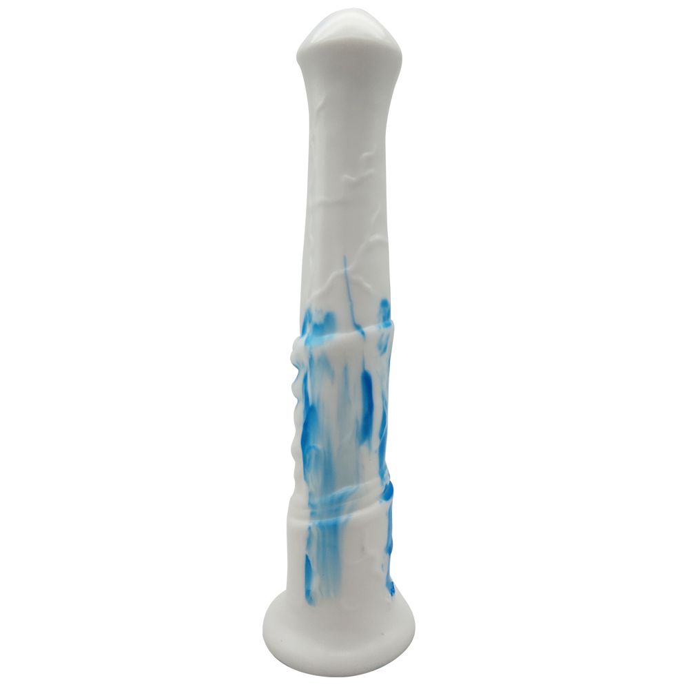 Silicone horse anal dildo, artificial realistic anal plug, s... FAAK - Horse Long Dildo - White/Blue photo-12