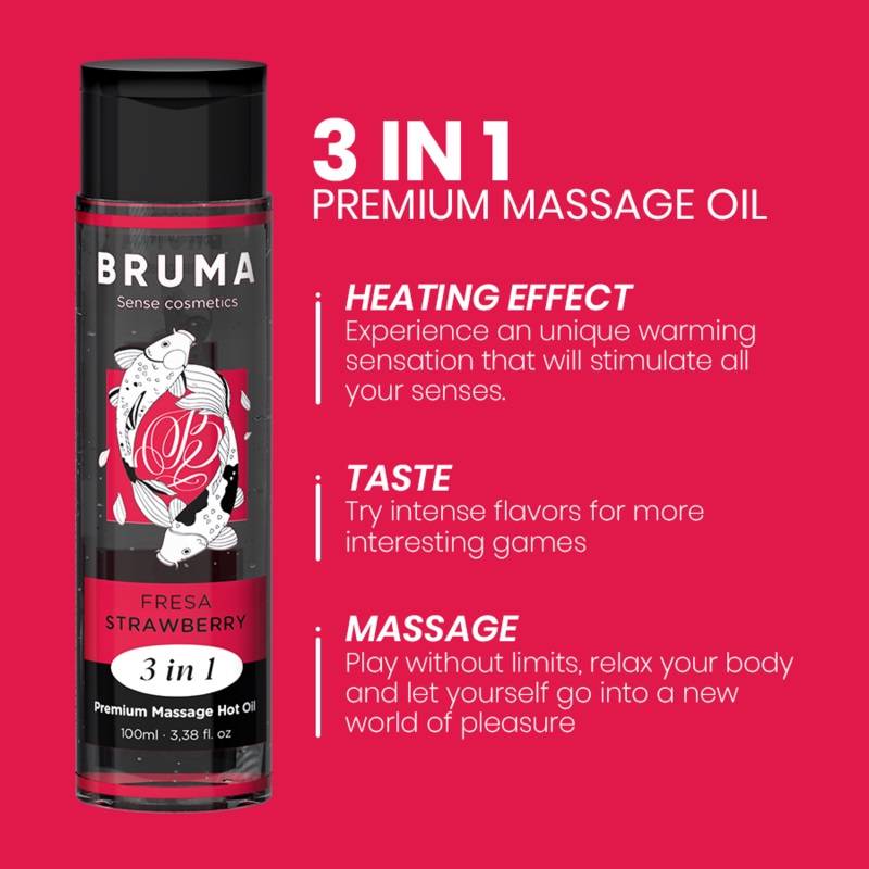 The Premium Heat Effect Massage Oil watermelon flavor from t... Bruma - Strawberry 3in1 Hot Massage Oil - 100ml photo-4