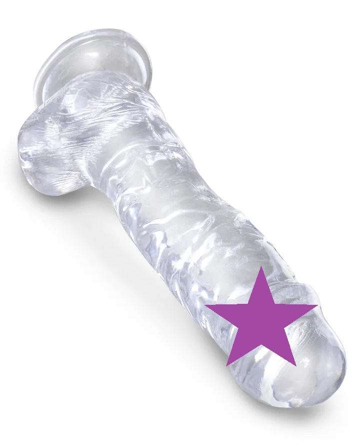 Dildo combines a translucent dildo with a realistic cock des... King Cock - 8" Cock w Balls - Clear photo-2