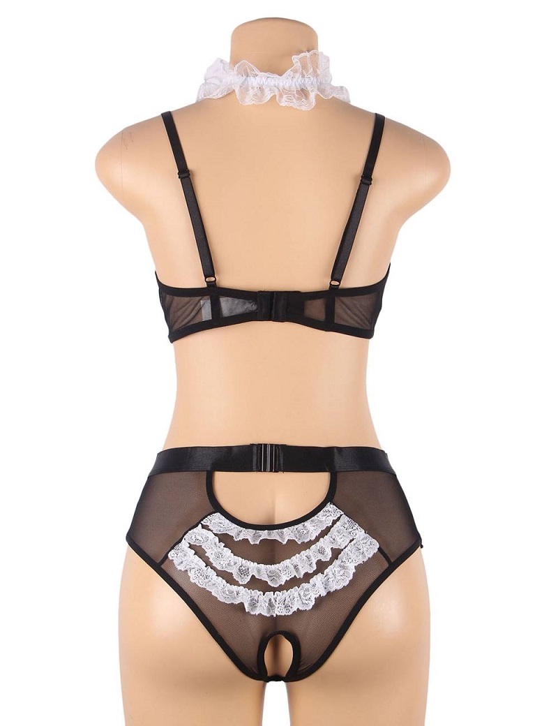 Sexy uniform high-quality maid style cosplay suit
Material&... Ohyeah - Maid Open Bra Set - Black - M photo-6
