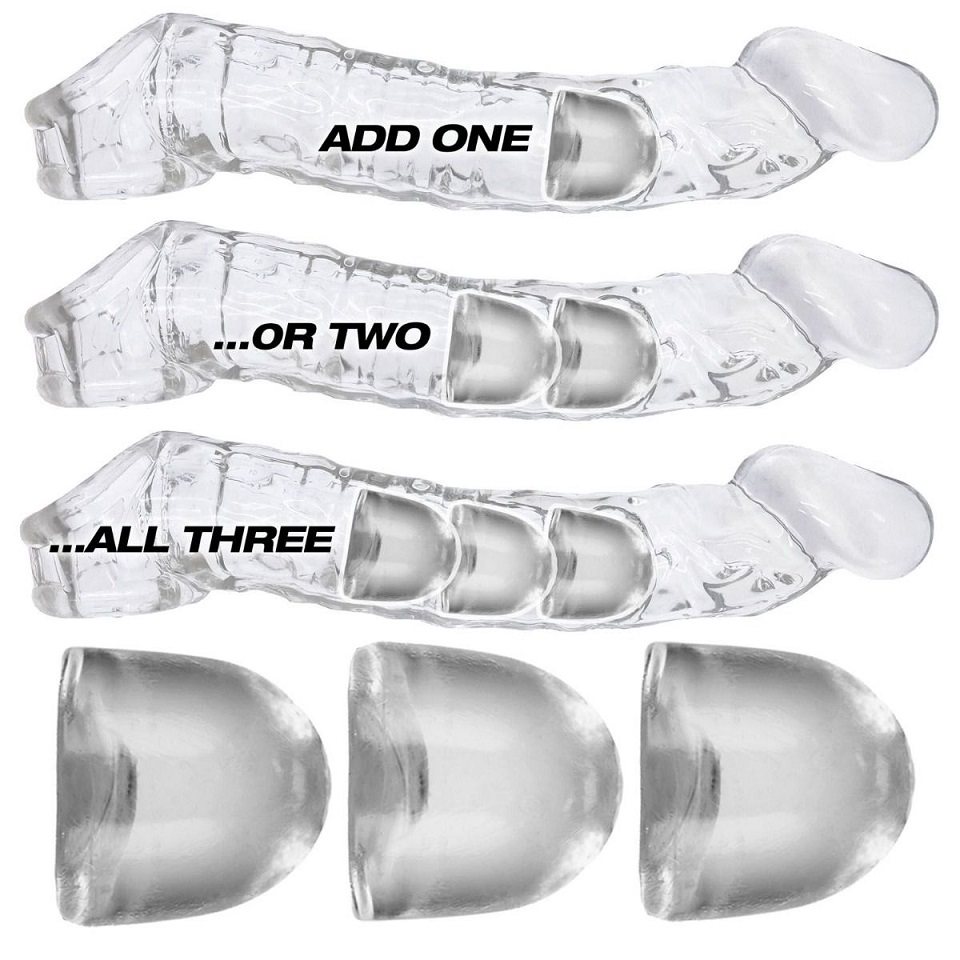Makes cocksheaths that custom-fit everyone. OXBALLS include ... Oxballs - Adjusfit Insert Cocksheath 3's Pack - Clear photo-3