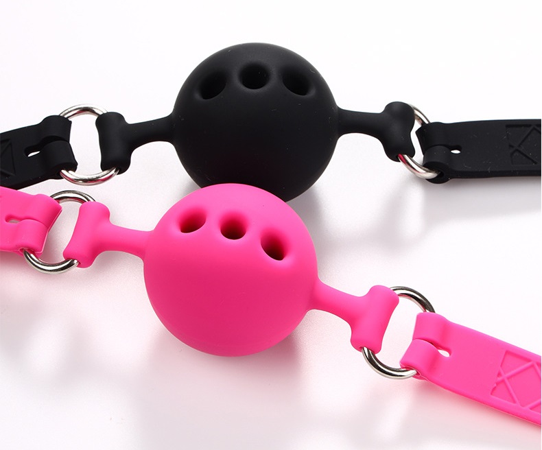 Silicone ball gag for role play
Size: L 605mm + D 44mm MT - Breathable Ball Gag - Black photo-5