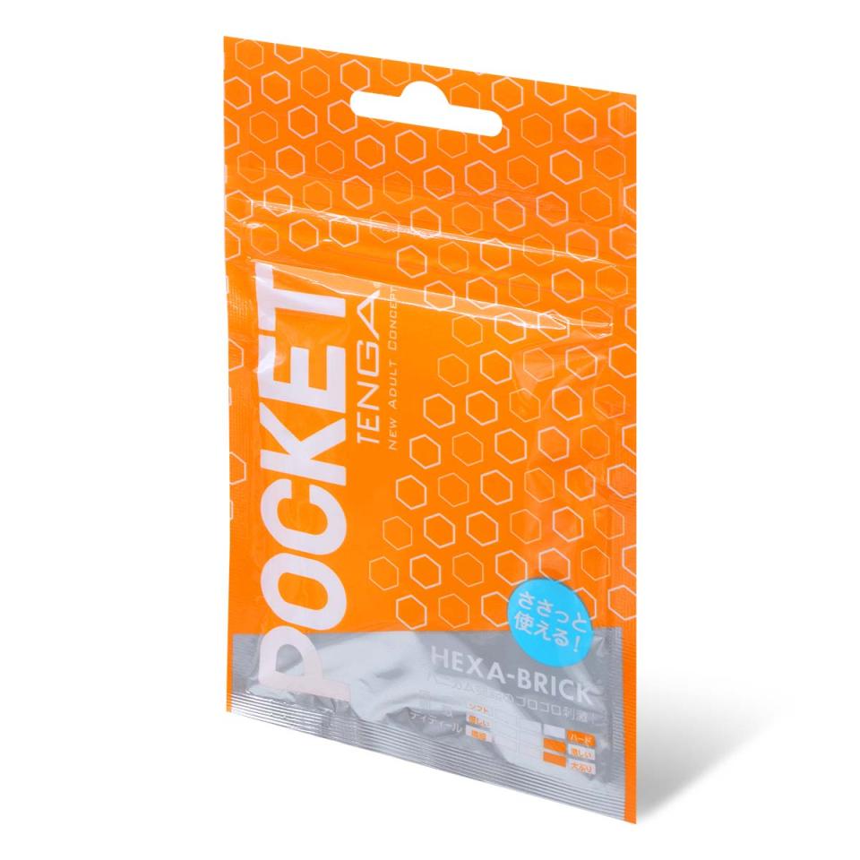 The Pocket Tenga is super stretchy and will fit almost any s... Tenga - Pocket Block Hexa-Brick - Orange photo-2