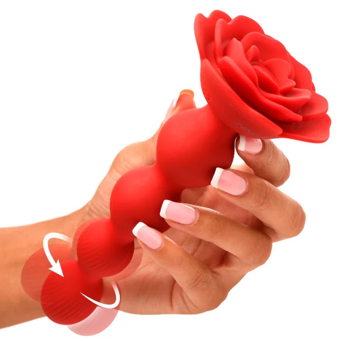 Indulge in a backdoor delight with this vibrating, rotating ... Bloomgasm - 10X Rose Twirl Vibro Beads - Red photo-2