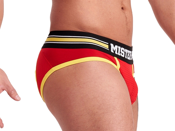 These duo coloured jock briefs are made of 54%POLYAMIDE,... Mister B - Urban Bilbao Jock Brief - Red - S photo-3