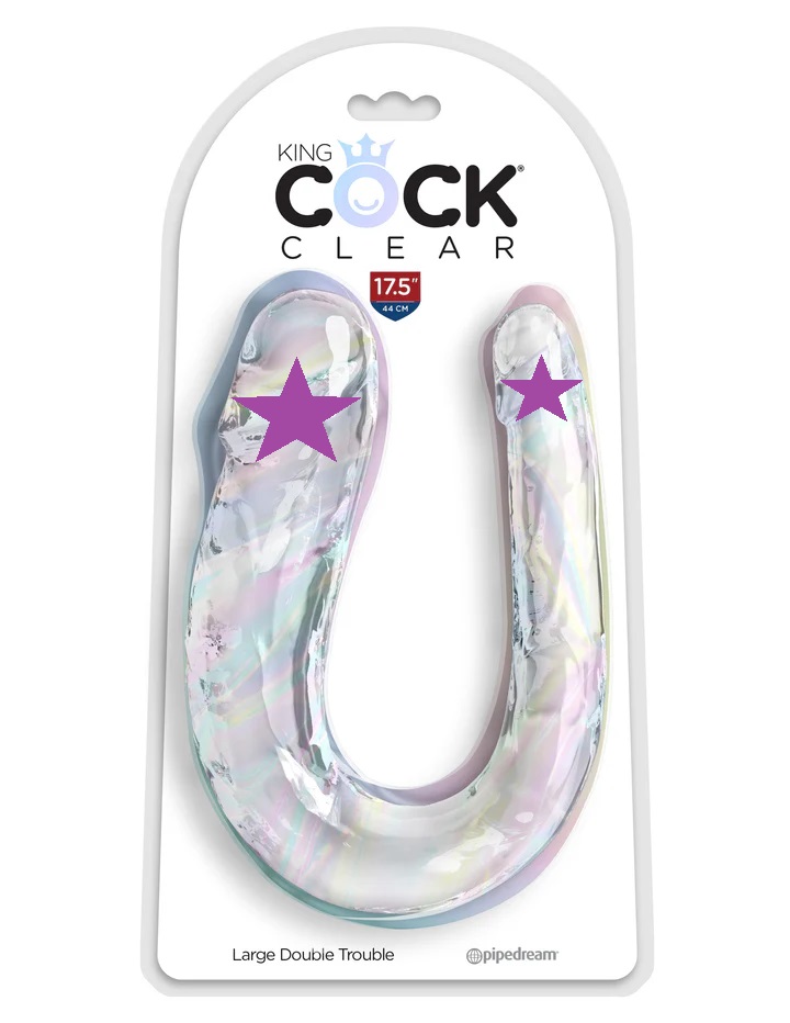 Clear Double Trouble Dildo combines a translucent double dil... King Cock - Double Trouble Cock L - Clear photo-2