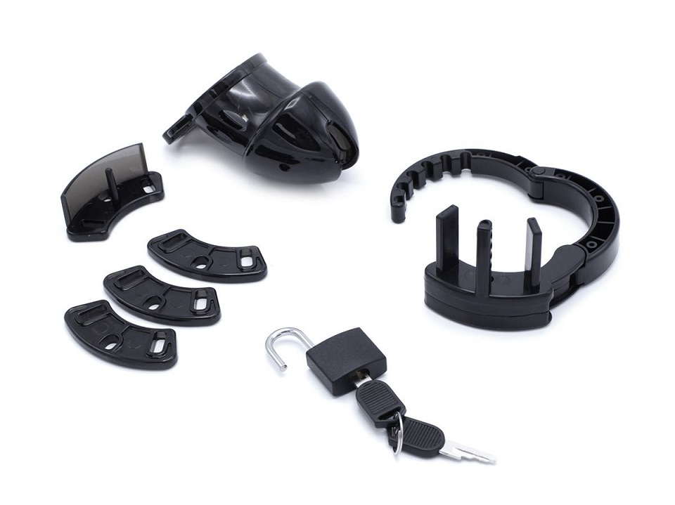 This black adjustable plastic chastity device causes the pen... Kiotos - Plastic Adjustable Chastity Device - Black photo-7