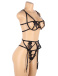 Ohyeah - Embroidery Bra Set - Black - XL 照片-4