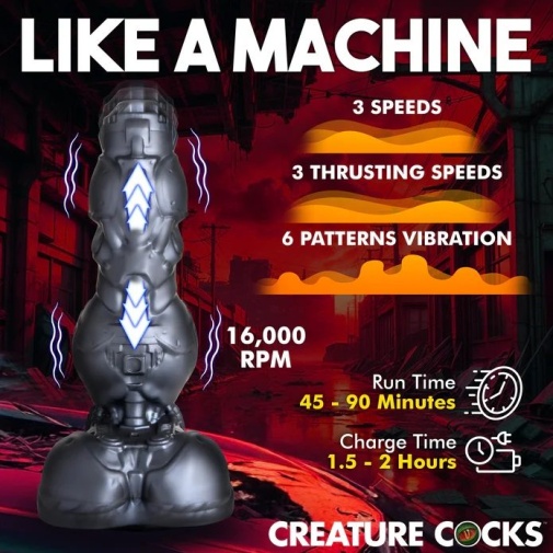 Creature Cocks - 生化人抽插式震动假阳具 - 银色 照片
